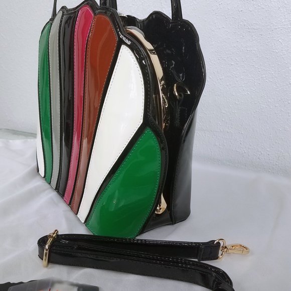 Ruby Black Patent Leather Hand Bag Shoulder Bag - Picture 14 of 15